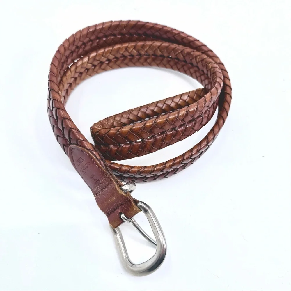 COACH VINTAGE 5922 Tan Braided Leather Woven Belt Size 40